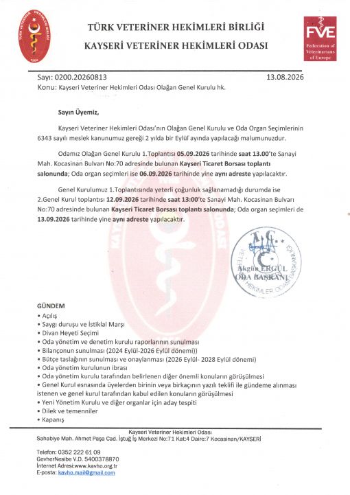 OLAĞAN GENEL KURUL ÇAĞRISI